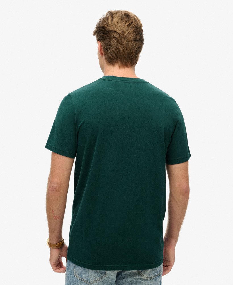 Men's Duo Vintage Logo T-Shirt-Dark Pine Green-Model Back View