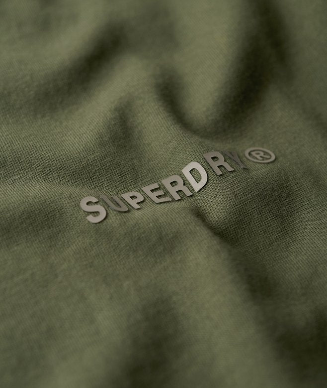 Tech Relaxed Tee-Dark Moss Green-Chest logo view