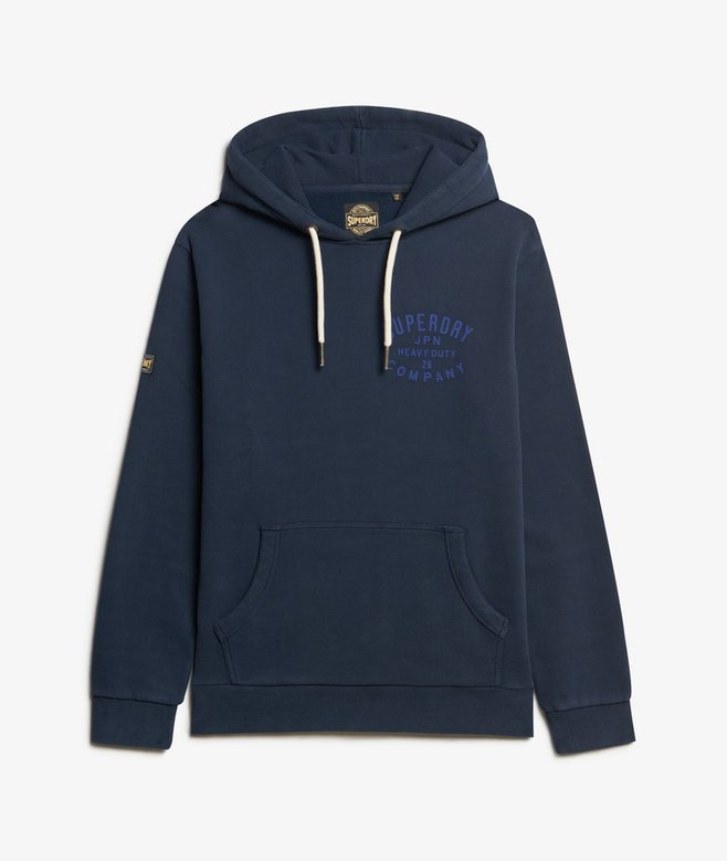 Machined Goods Workwear Navy Hoodie-Front view