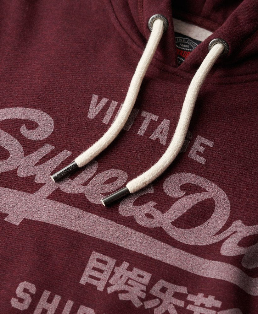 Classic Vintage Logo Graphic Burgundy Hoodie-Chest print view