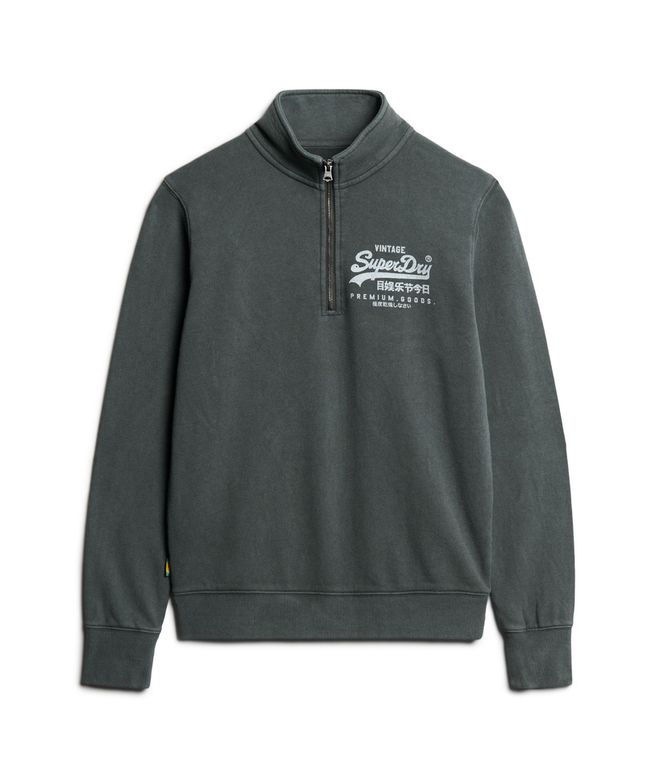 Classic Graphic Half Zip-Washed Black-Front view