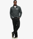 SUPERDRY Classic Graphic Half Zip-Washed Black Washed Black front view