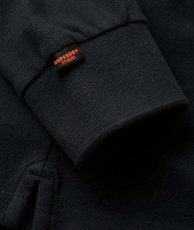 Cotton Long Sleeve Pique Polo-Eclipse Navy-Cuff view