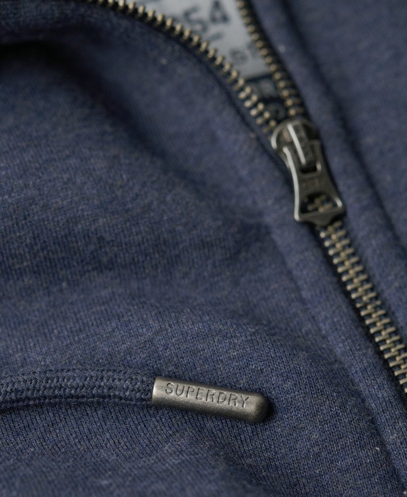 Essential Logo Zip Hoodie-Heritage Navy Marl-Zip view