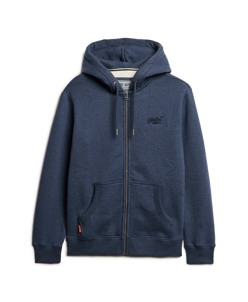 Essential Logo Zip Hoodie-Heritage Navy Marl-Front view