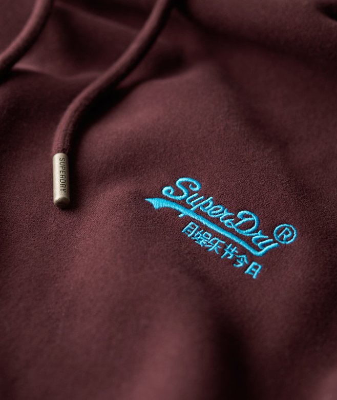 Essential Logo Hoodie-Rich Deep Burgundy-Chest logo view