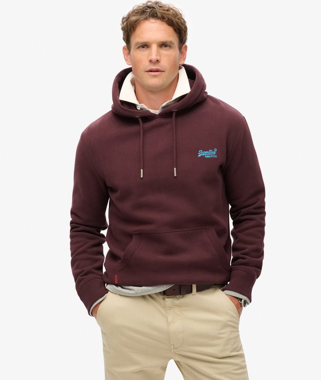 Essential Logo Hoodie-Rich Deep Burgundy