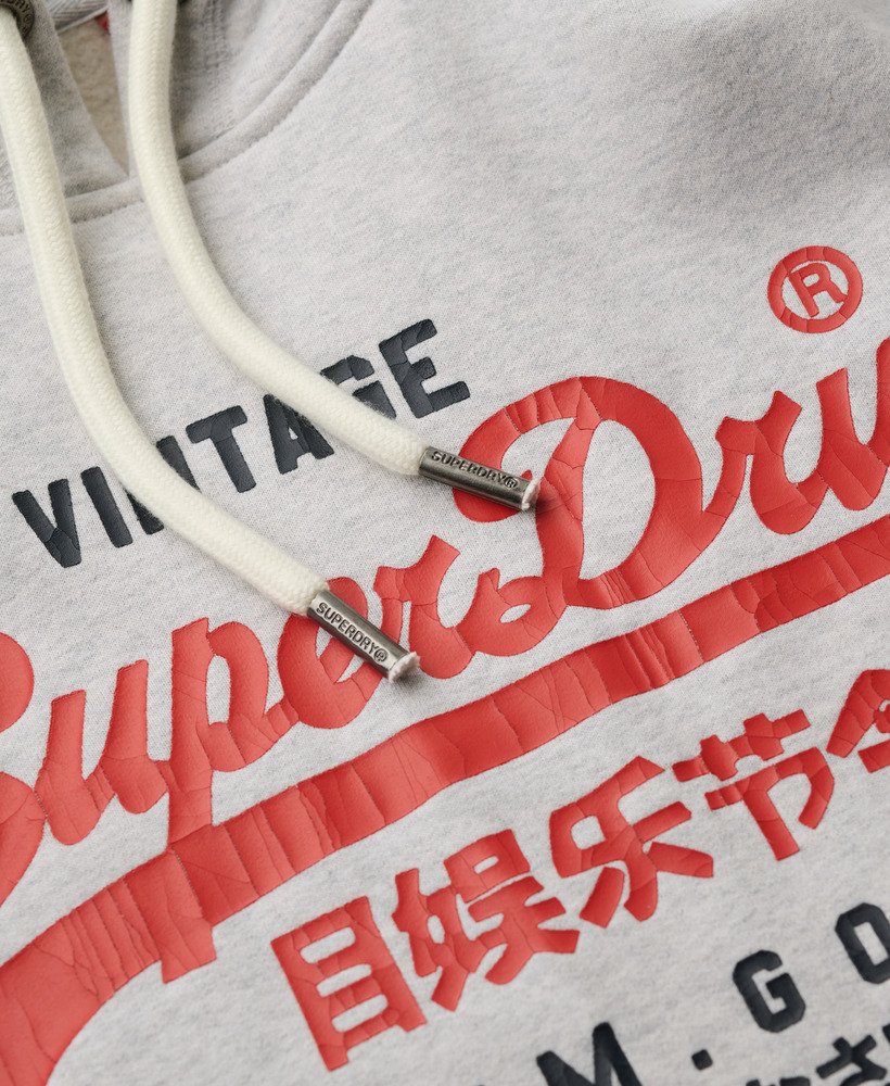 Duo Vintage Logo Hoodie-Glacier Grey Marl-Chest print