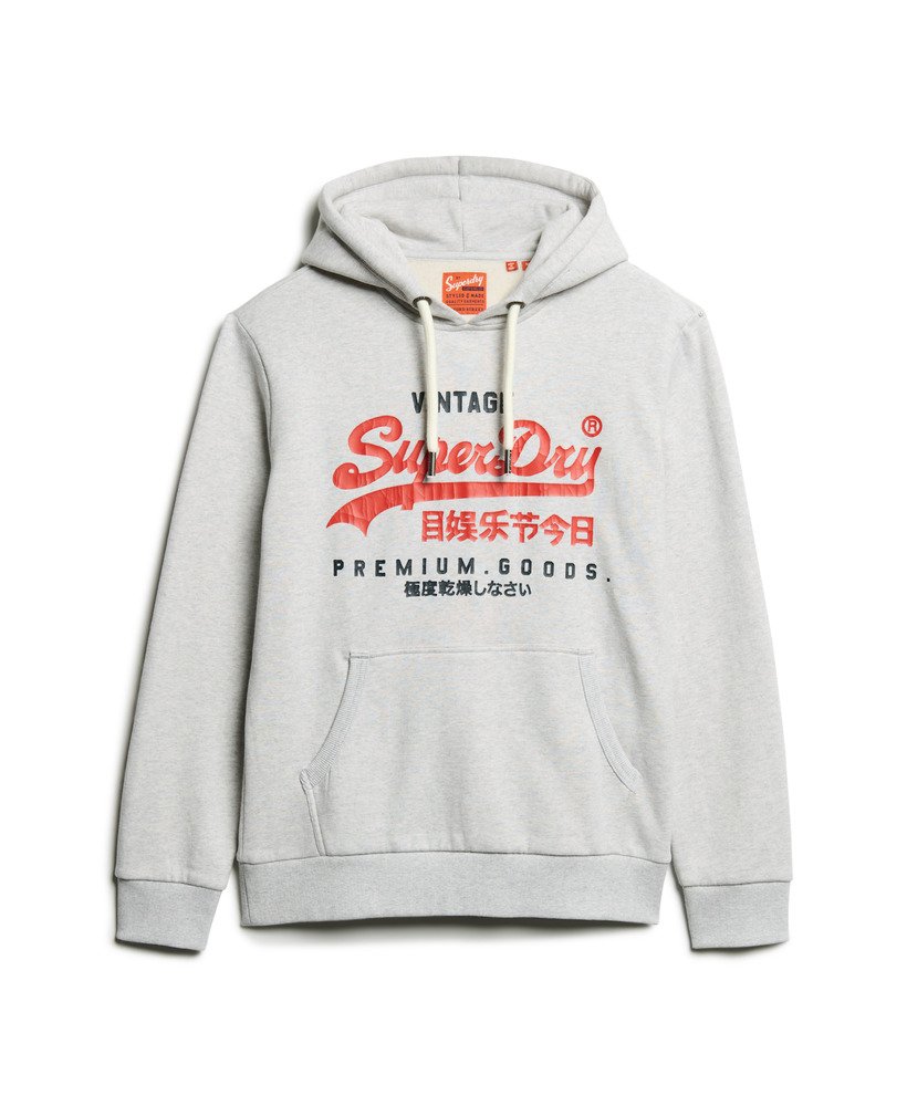 Duo Vintage Logo Hoodie-Glacier Grey Marl-Front view