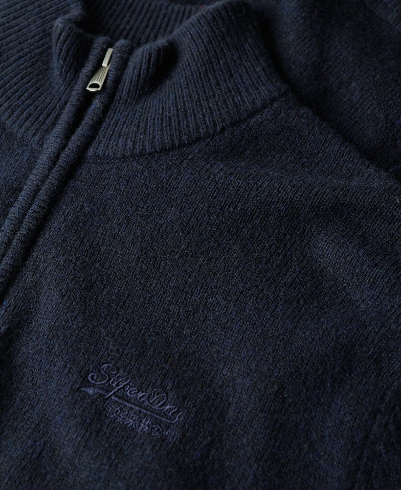 Essential Embroidered Knitted Half Zip Carbon Navy Jumper-Chest logo