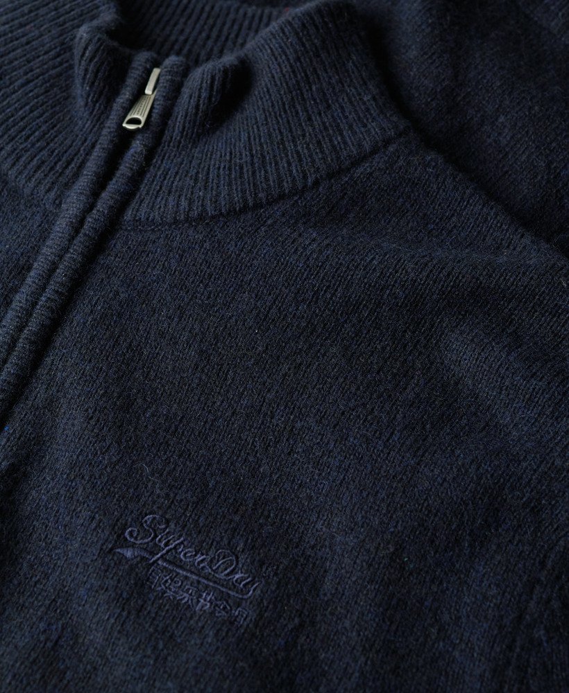 SUPERDRY Essential Embroidered Knitted Half Zip Navy Jumper Carbon Navy Marl side view