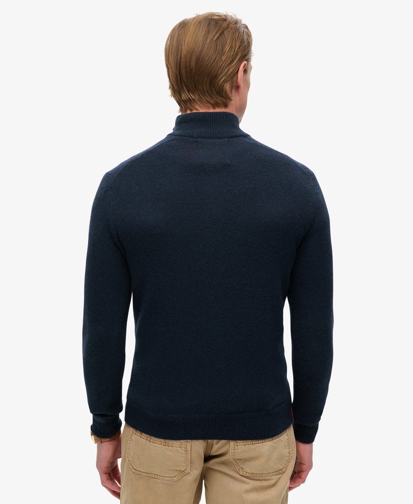 Essential Embroidered Knitted Half Zip Carbon Navy Jumper-Back view