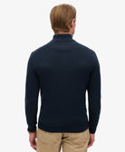 SUPERDRY Essential Embroidered Knitted Half Zip Navy Jumper Carbon Navy Marl back view