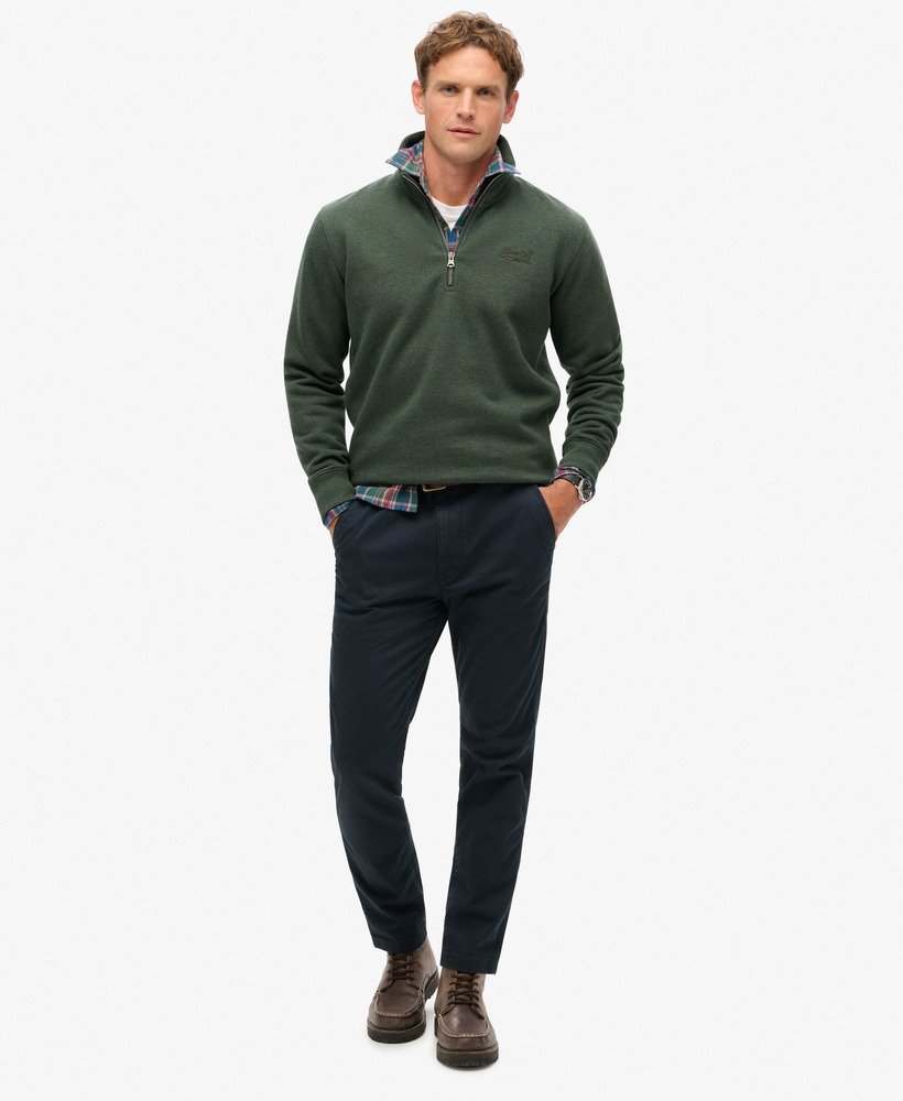 Essential Logo Forest Green Henley-Full model view