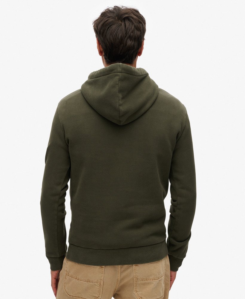 Men's Machined Goods Workwear Hoodie-Olive Green-Model Back View