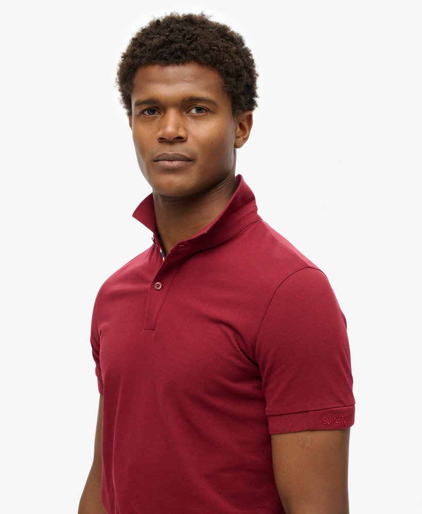 City Pique Polo-Stanton Red-Close up view