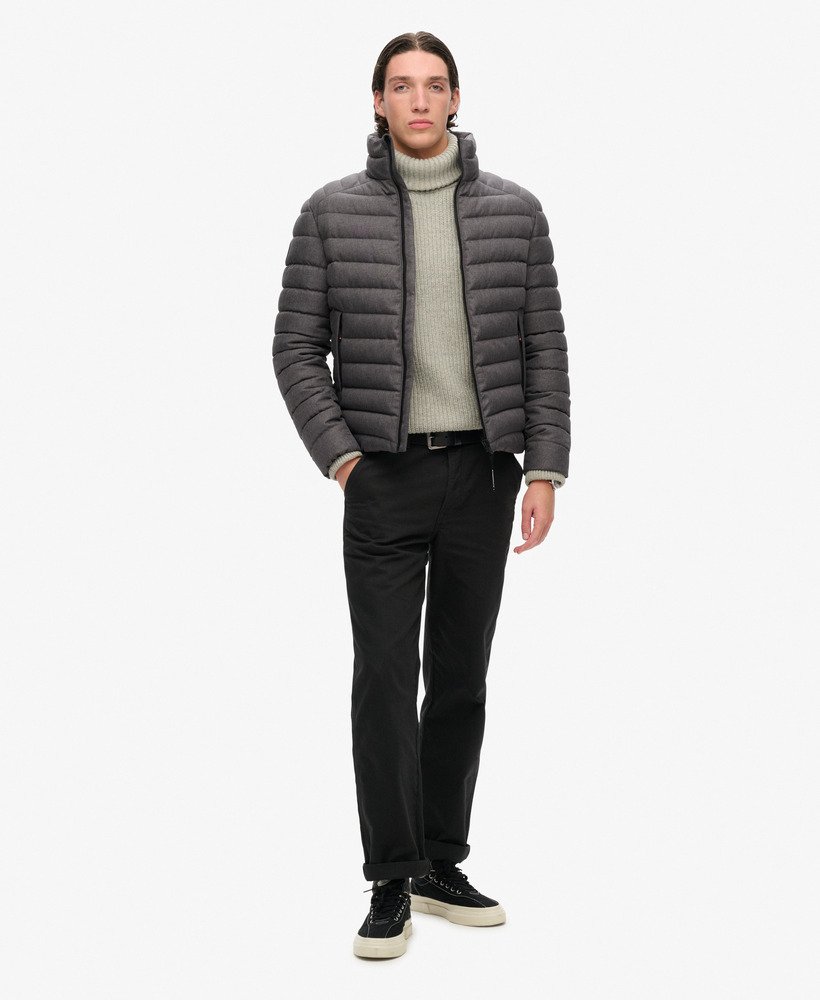 SUPERDRY Tweed Fuji Padded Jacket-Charcoal Marl CHARCOAL MARL model front view