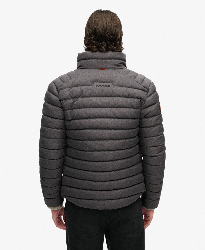 Tweed Fuji Padded Jacket-Charcoal Marl-Back view