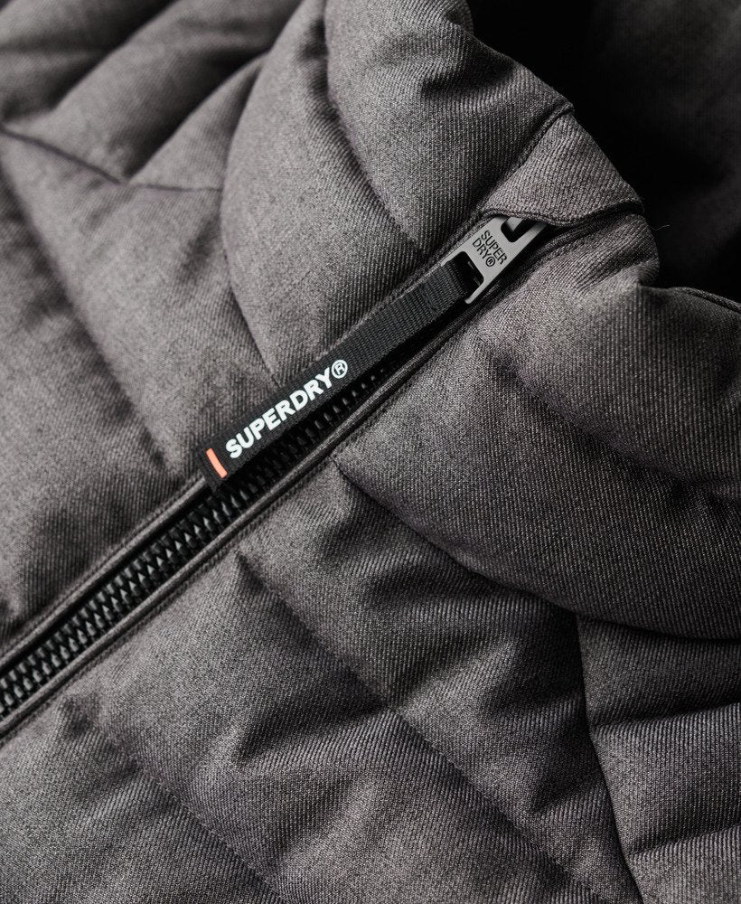 SUPERDRY Tweed Fuji Padded Jacket-Charcoal Marl CHARCOAL MARL flat front view