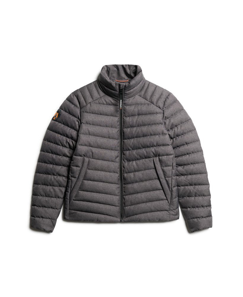 Tweed Fuji Padded Jacket-Charcoal Marl-Front view