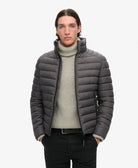 SUPERDRY Tweed Fuji Padded Jacket-Charcoal Marl CHARCOAL MARL front view
