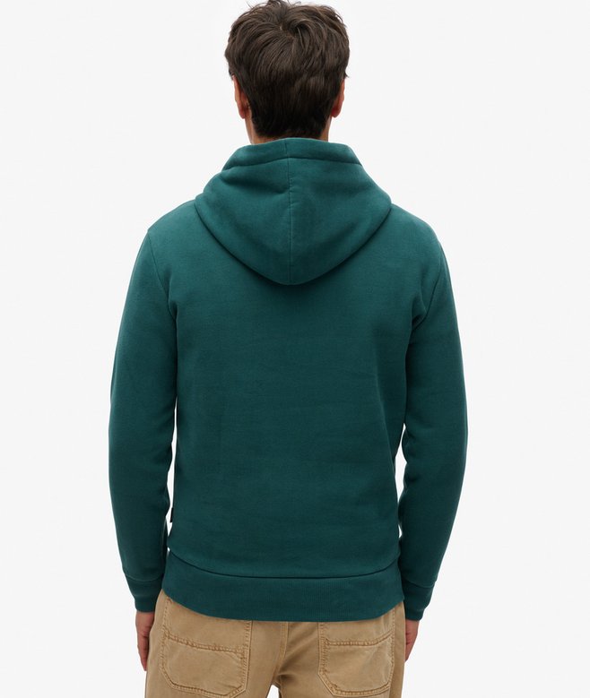 Embossed Vintage Logo Graphic Hoodie-Furnace Green-Back view