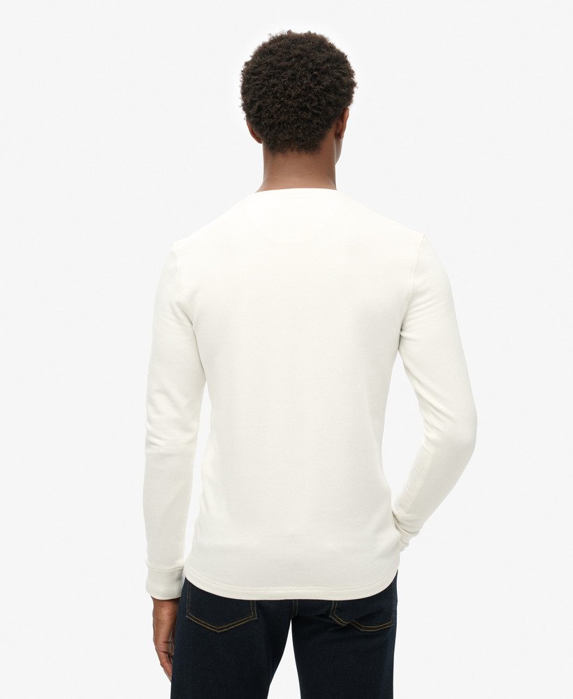 SUPERDRY Merchant- Grandad Top-Ecru Ecru model back view