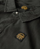SUPERDRY Contrast Stitch Long Sleeve Black Rugby Top Washed Black side view