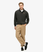 SUPERDRY Contrast Stitch Long Sleeve Black Rugby Top Washed Black model front view