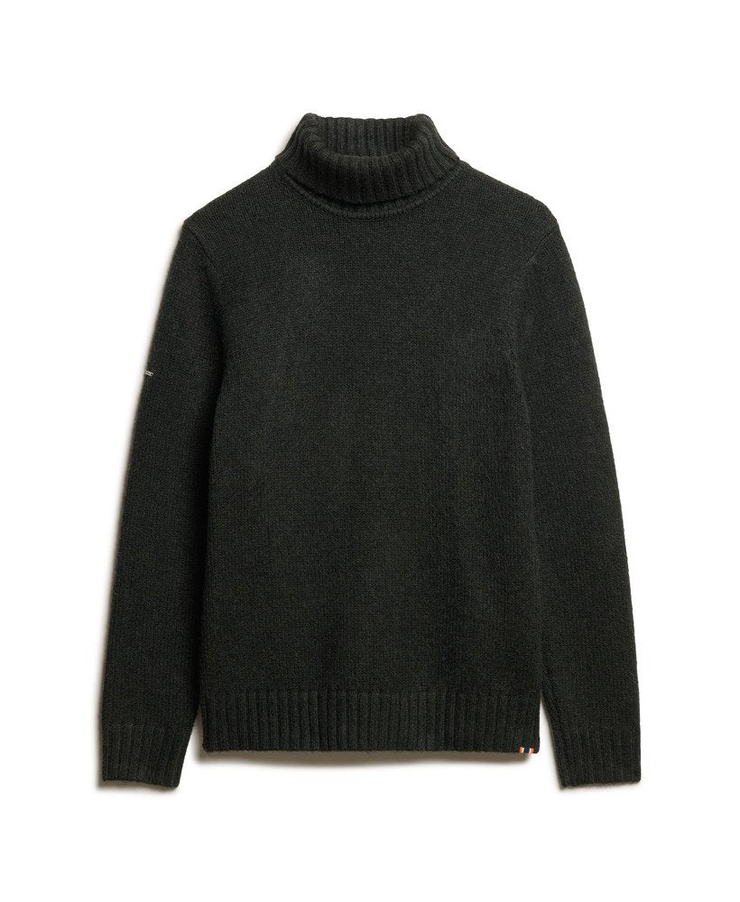 Brushed Roll Neck Jumper-Washed Black-Front view