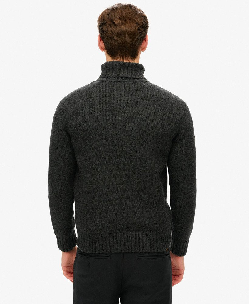 Brushed Roll Neck Jumper-Washed Black-Back view