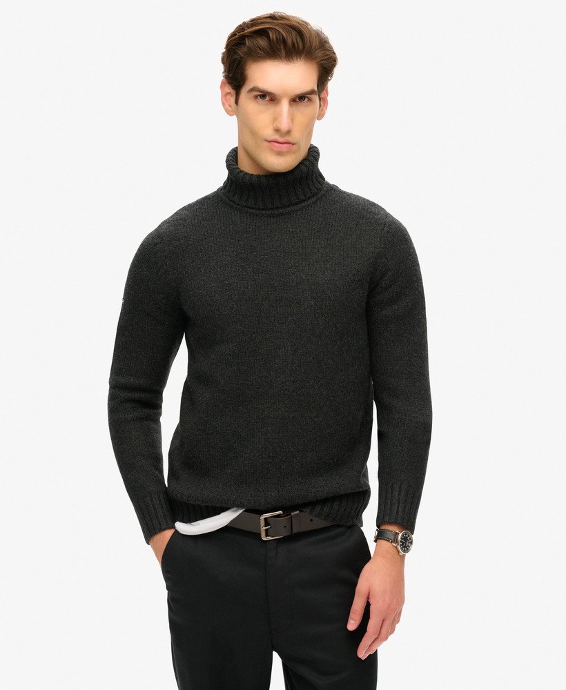 Brushed Roll Neck Jumper-Washed Black