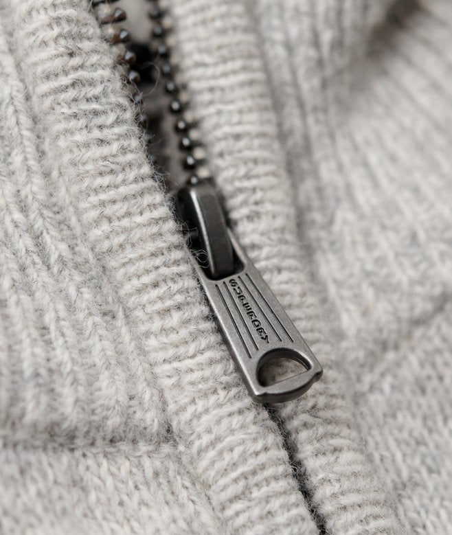 Essential Embroidered Knitted Half Zip Athletic Grey Jumper-Zip view