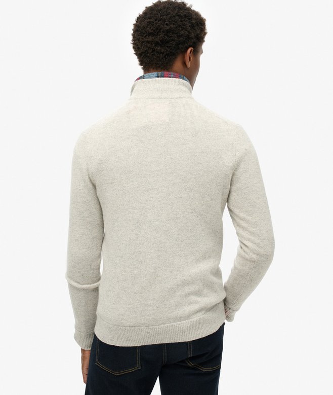 Essential Embroidered Knitted Half Zip Athletic Grey Jumper-Back view