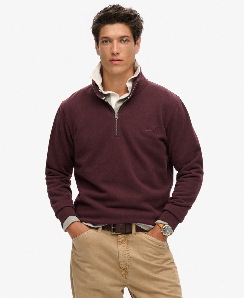 Essential Logo Henley-Rich Deep Burgundy