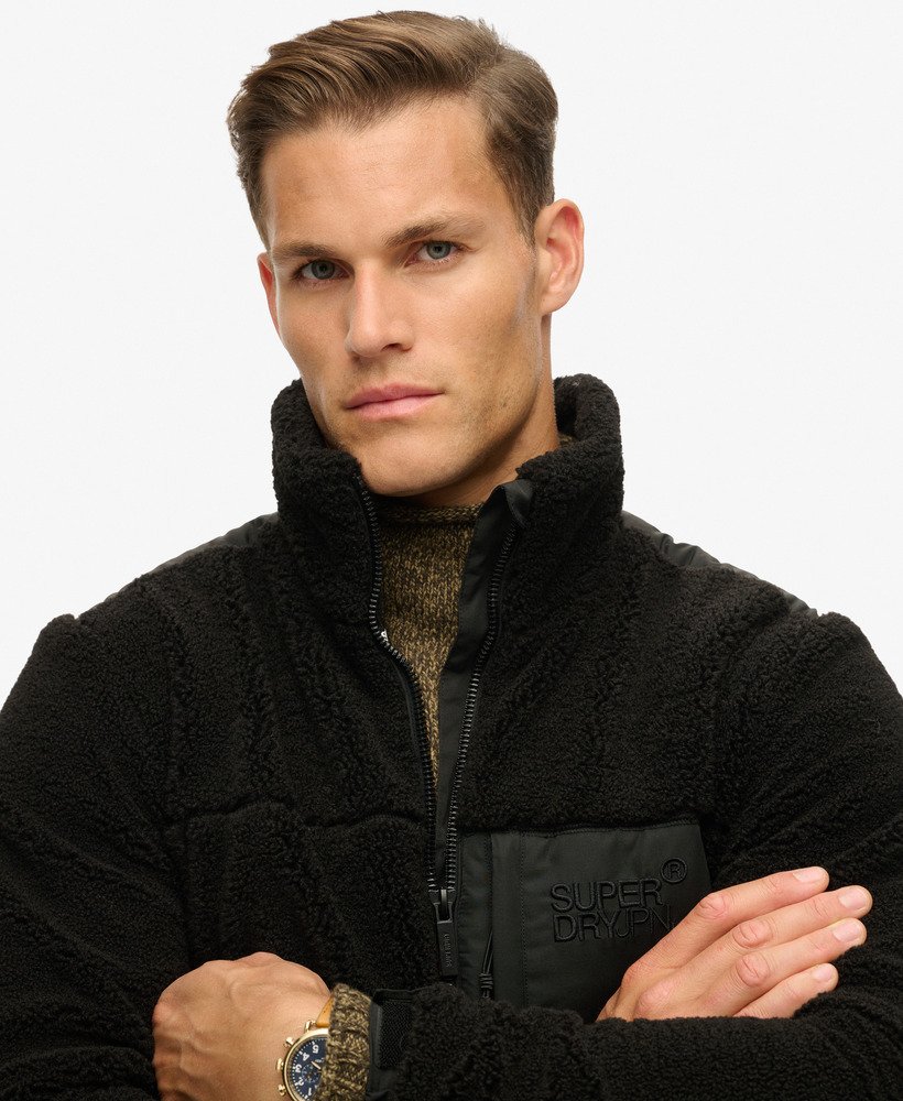 Relaxed Fleece Trekker Black Jacket-Close up view