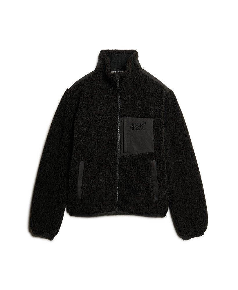 Relaxed Fleece Trekker Black Jacket-Front view