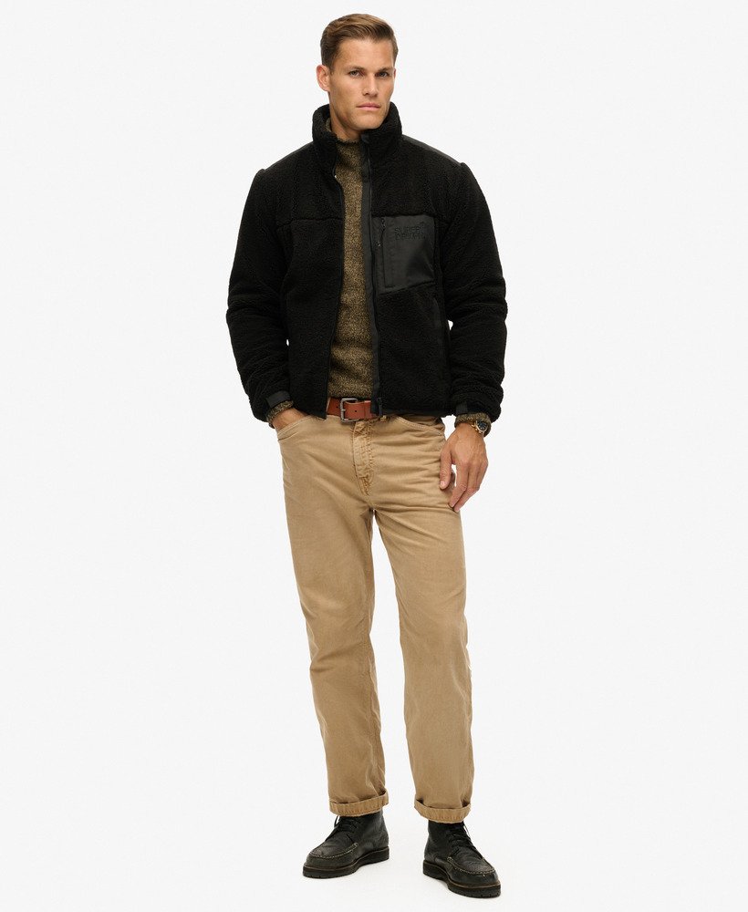 Relaxed Fleece Trekker Black Jacket-Full model view