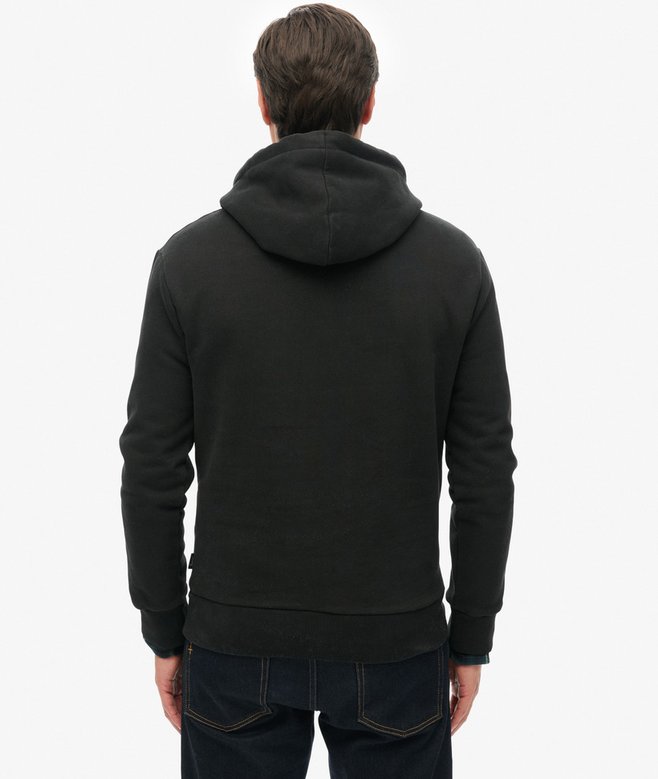 Embossed Vintage Logo Graphic Hoodie-Jet Black-Back view