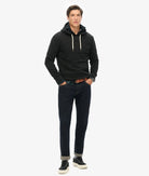 Embossed Vintage Logo Graphic Hoodie-Jet Black-Full model view