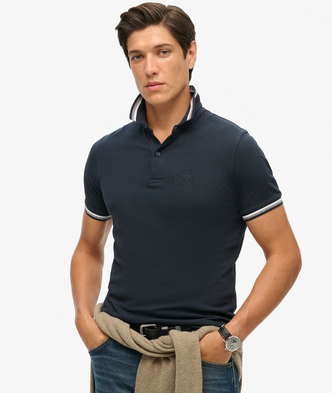 Men's Sportswear Relaxed Tipped Polo-Eclipse Navy-Model Front View