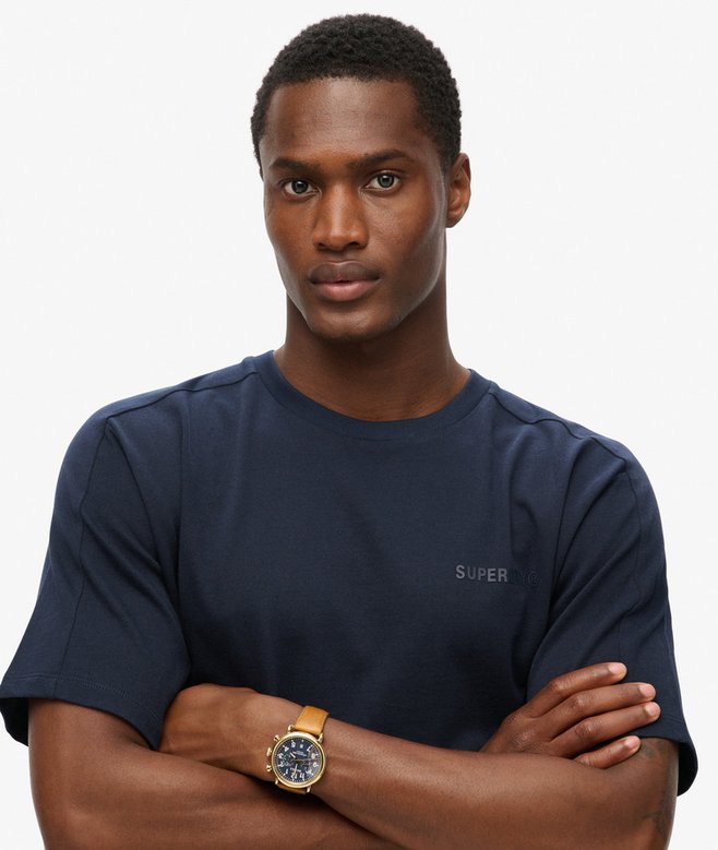 Tech Relaxed Tee-Deep Navy-Close up