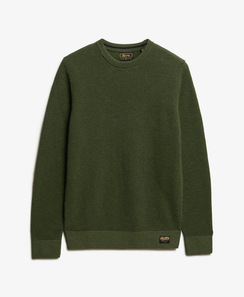 Textured Crew Knit Jumper-Thyme Green-Front view