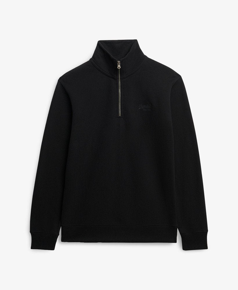 SUPERDRY Essential Logo Henley-Black Black flat front view