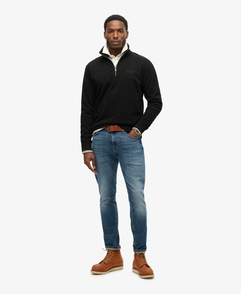 SUPERDRY Essential Logo Henley-Black Black model front view