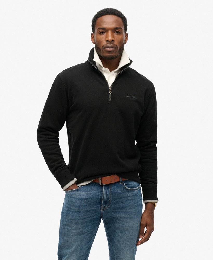 SUPERDRY Essential Logo Henley-Black Black front view