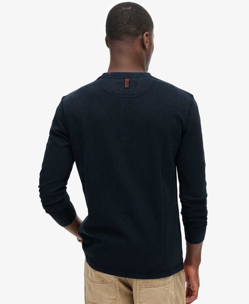 Vintage Textured Grandad Top-Eclipse Navy-Back view