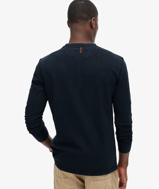 SUPERDRY Lw Textured Grandad Top-Eclipse Navy Eclipse Navy back view