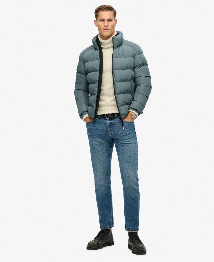 Sports Puffer Jacket-Stormy Weather Blue-Full model view