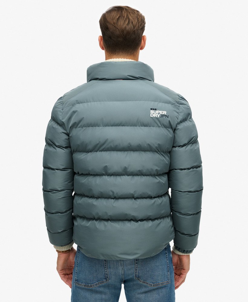 Sports Puffer Jacket-Stormy Weather Blue-Back view